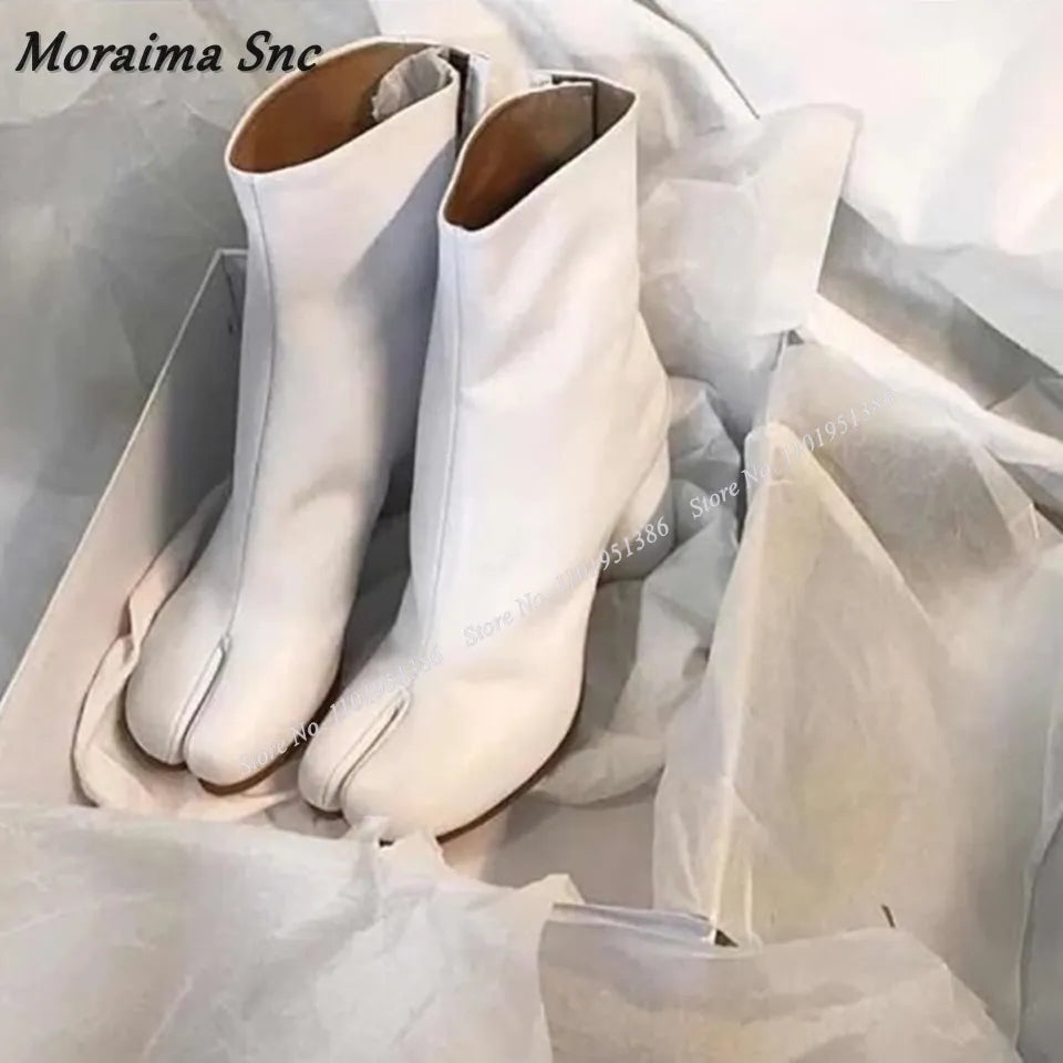 Solid Green Horse Hoof Heel Boots Strange Style Ankle Boots Shoes for Women Clear High Heel Fashion Zapatillas Mujerr white