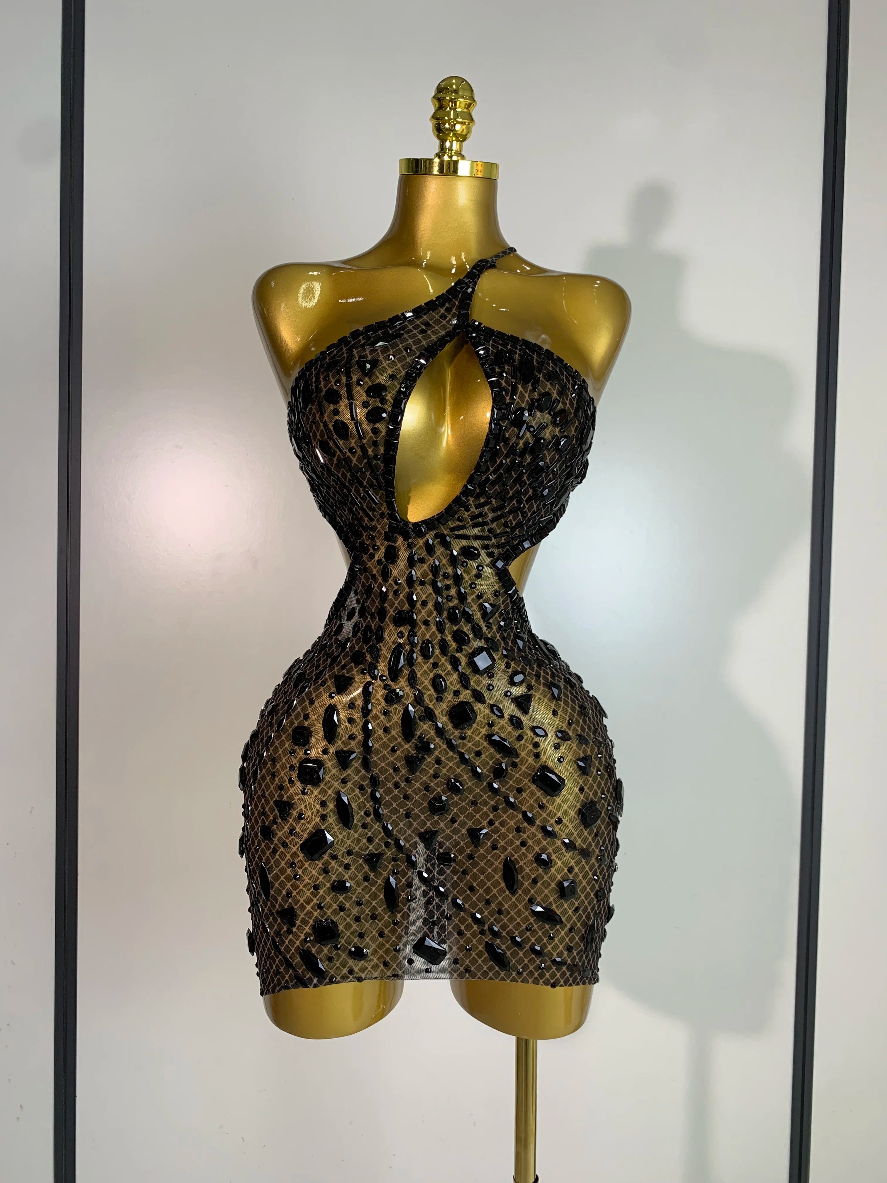 Women 2025 Sexy Backless See Through Sparkly Diamond Evening Prom Gown Luxury Birthday Celebrate Stage Nightclub Hotwife Outfit