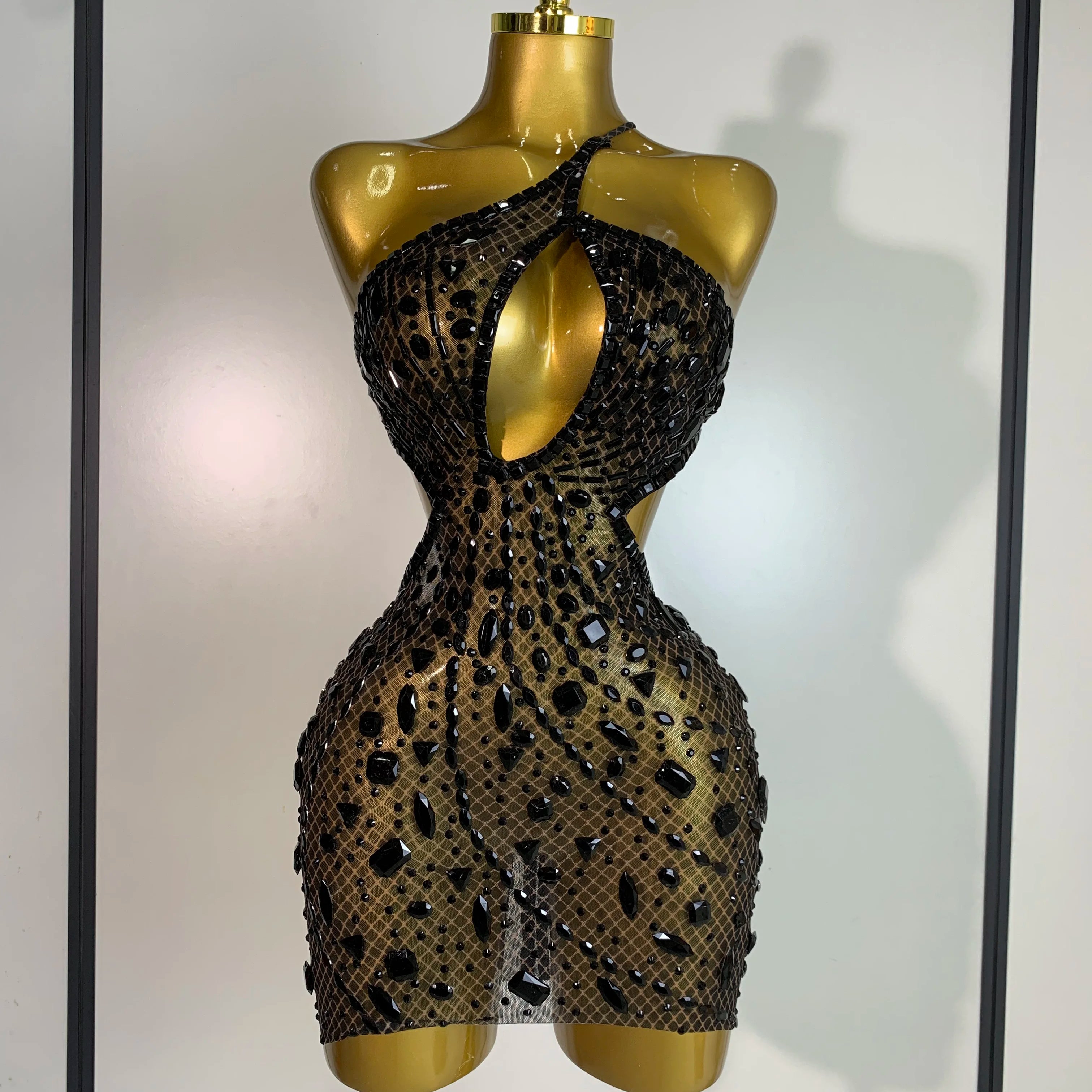 Arrival Women 2025 Sexy Backless Hollow Out Diamond Evening Prom Gown Birthday Luxury Celebrate Stage Nightclub Outfit