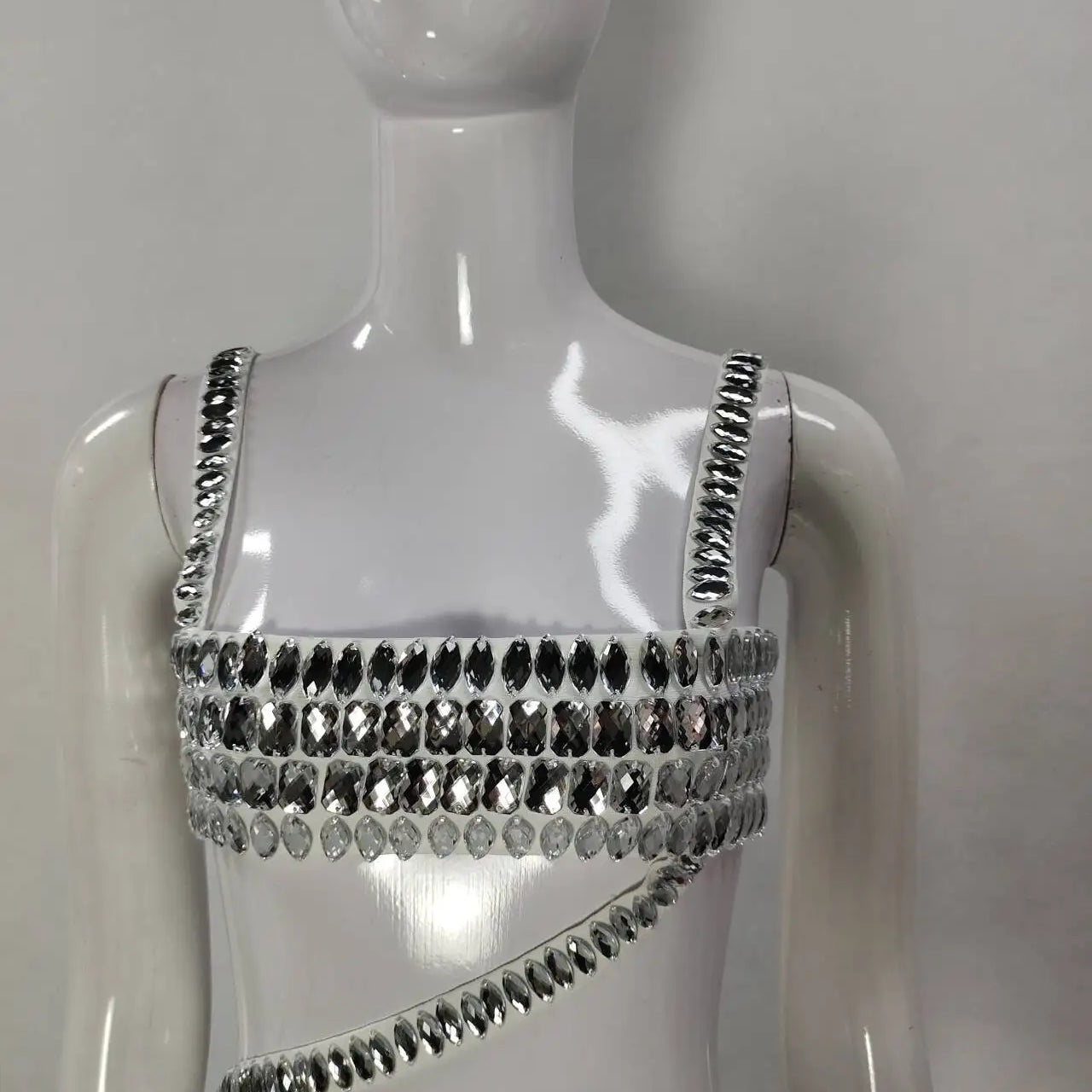 Shinning Big Crystal Women Sexy Strap Holes Bodycon Long Dress Fashion Celebrity Evening Party Red Carpet Dress Vestido