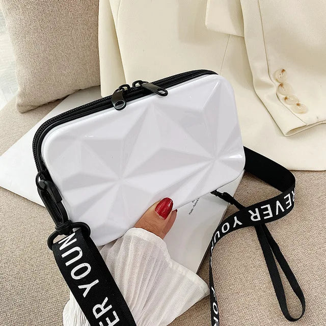 Luxury Hand Bags For Women 2023 New Suitcase Shape Totes Fashion Mini Luggage Bag Women's Branded Trending Famous Clutch Box Bag A007-White