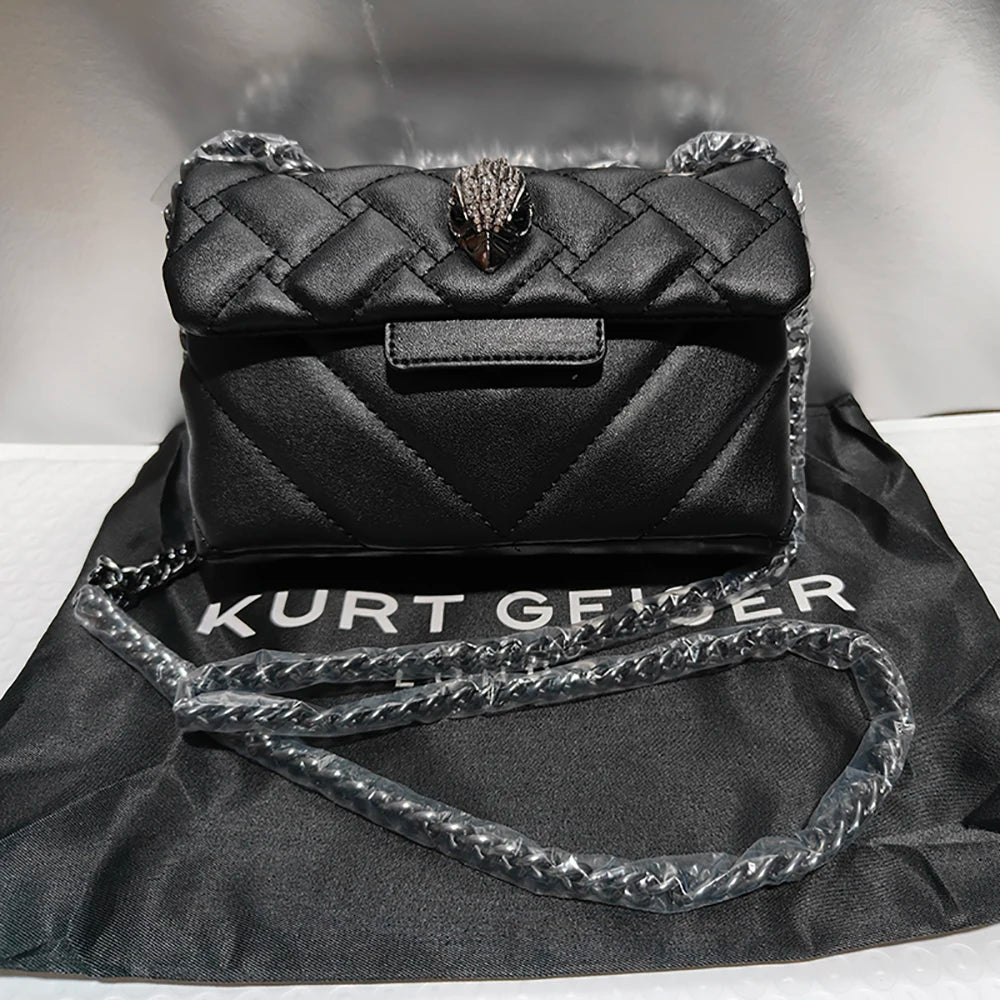 Kurt G Mini Quilted Eagle Metal Women Shouder Bag Embroidery PU Leather Ladies Cross Body Bags embroidery E 19x6x13cm