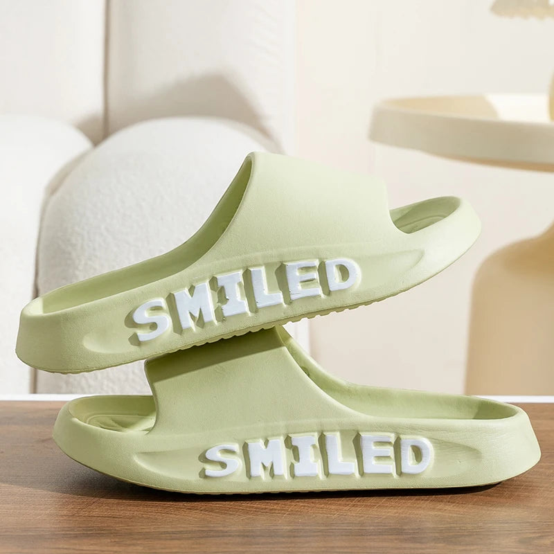 Fashion Concise Summer Couple Non-slip Soft Slides Lithe Comfort Sandals Men Women Casual Slippers Ladies' Home Flip Flops green