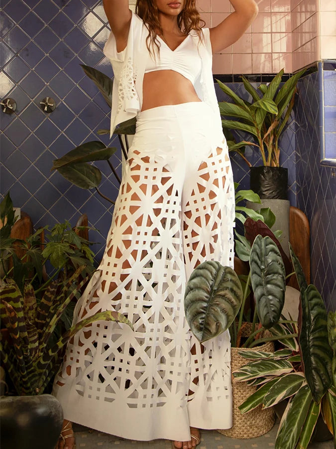 Fashion strappy shoulders solid colour bikini separate suit and trunks swimsuit cut-out design atmosphere and elegant 2024 Women Light Grey