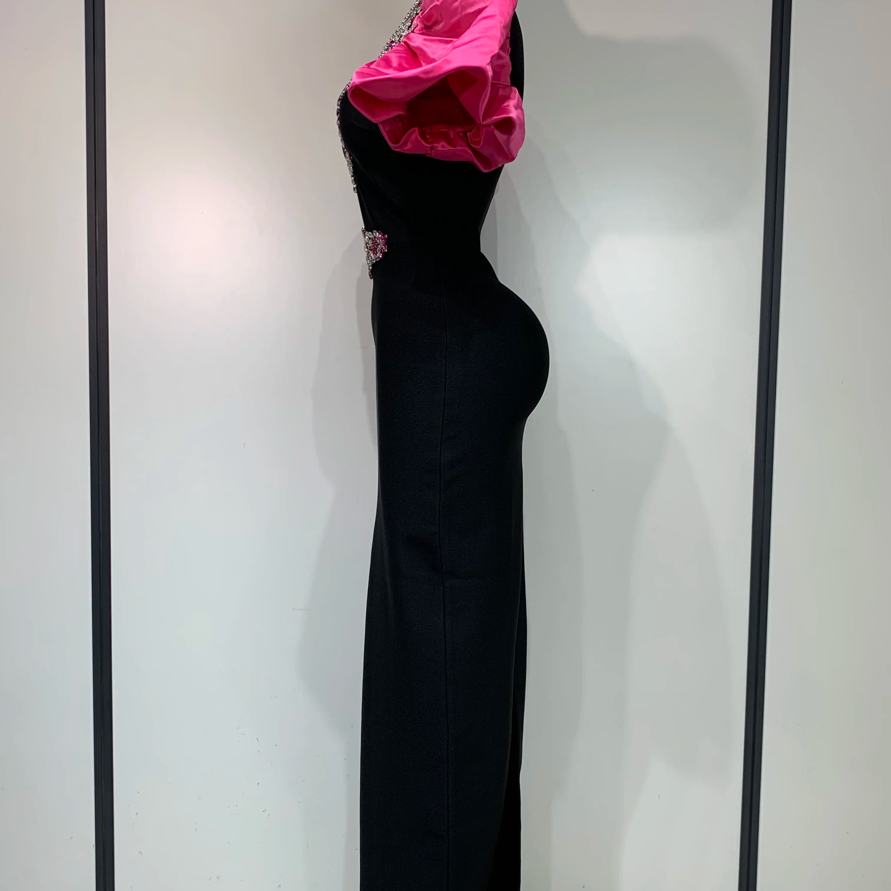 Women Sexy Puff Sleeve Square Collar Shinning Crystal Bodycon Long Bandage Dress Celebrate Evening Party Luxury Birthday Dress