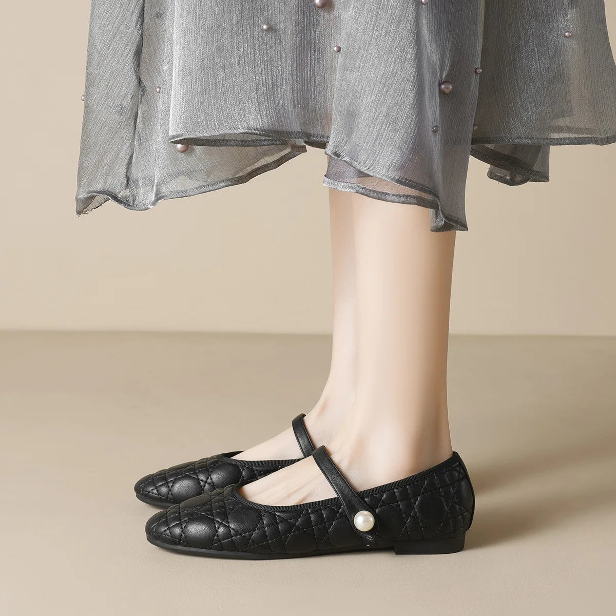 spring women's outdoor shoes Round toe design Black Mary Jane shoes Ladies casual flat shoes Work shoes Boat shoes 41-43