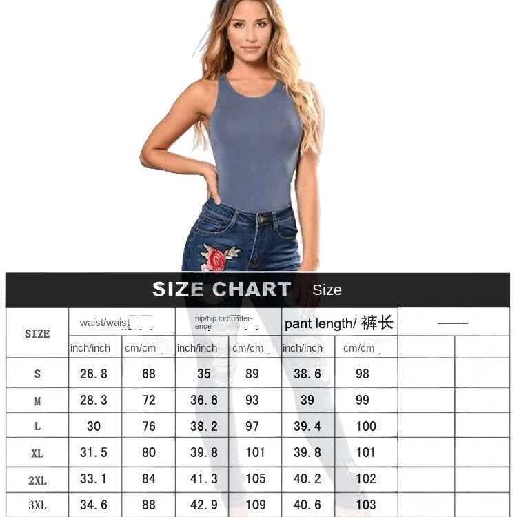 European and American Style Jeans Ripped Embroidered Women's Jeans Trousers Pencil Pants Blue Jeans for Women