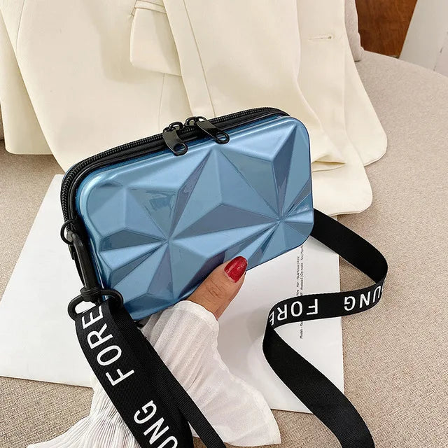 Luxury Hand Bags For Women 2023 New Suitcase Shape Totes Fashion Mini Luggage Bag Women's Branded Trending Famous Clutch Box Bag A007-Blue