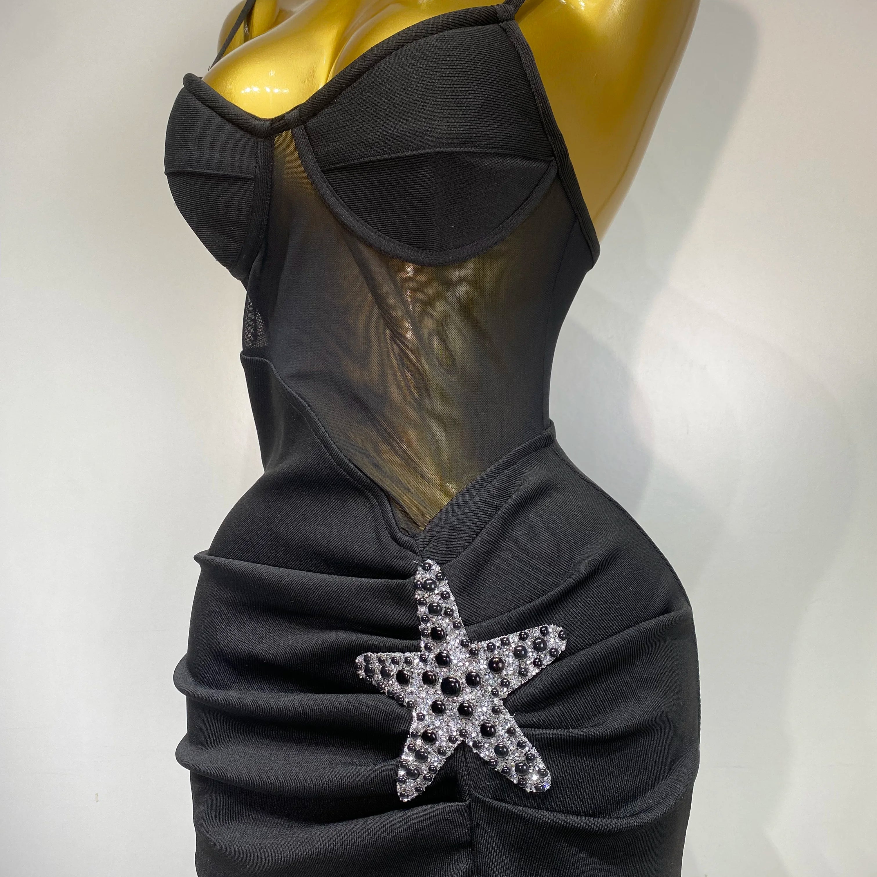 Sexy Long Dress Starfish Decoration Bandage Dress Women 2025 Elegant Style Fashion Evenig Party Luxury Birthday Prom Gowns
