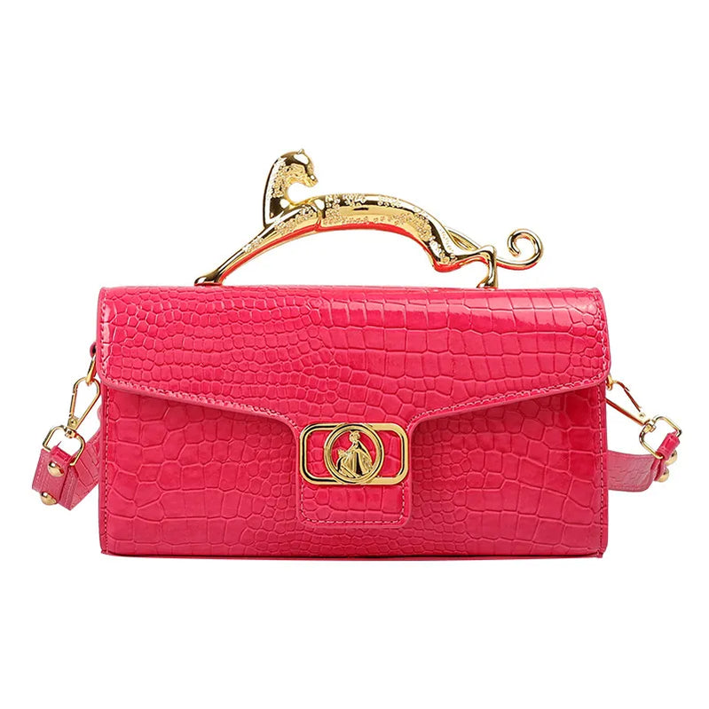 Women's Lanvi N Handbag New Bags For Women Metal Handle Leather Famous Brand Designer Crossbody Fashion Trend Shoulder Bag Rose Pink