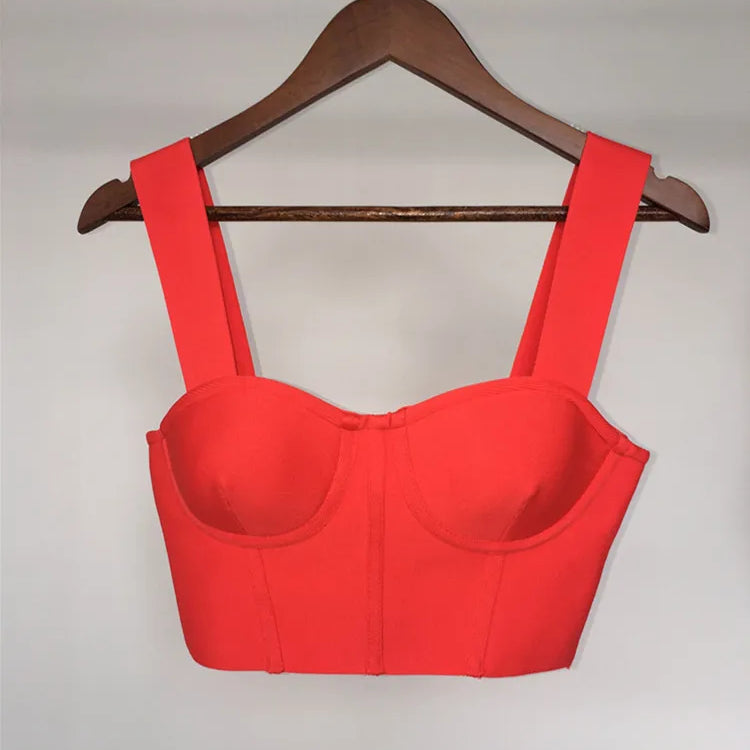 Women Summer Soild Sexy Strapless Backless Orange Black White Camis Bandage Tops 2023 Celebrity Designer Fashion High Street Top