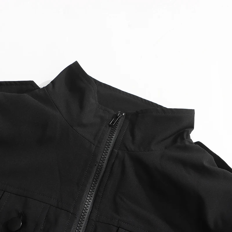 TWOTWINSTYLE Solid Sheer Spliced Mesh Folds Dress for Women Round Neck Sleeveless Patchwork Zipper elegant Dress Female Fashion