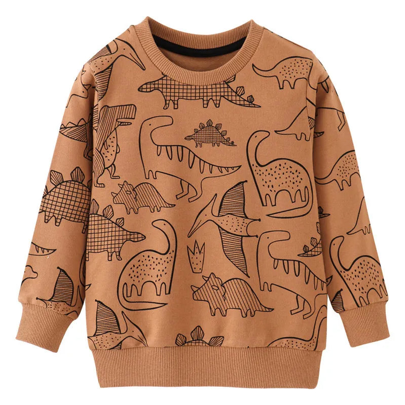 Apples Print Girls Sweatshirts Hot Selling Children's Clothes Long Sleeve Autumn Shirts T9086 Dinosaur