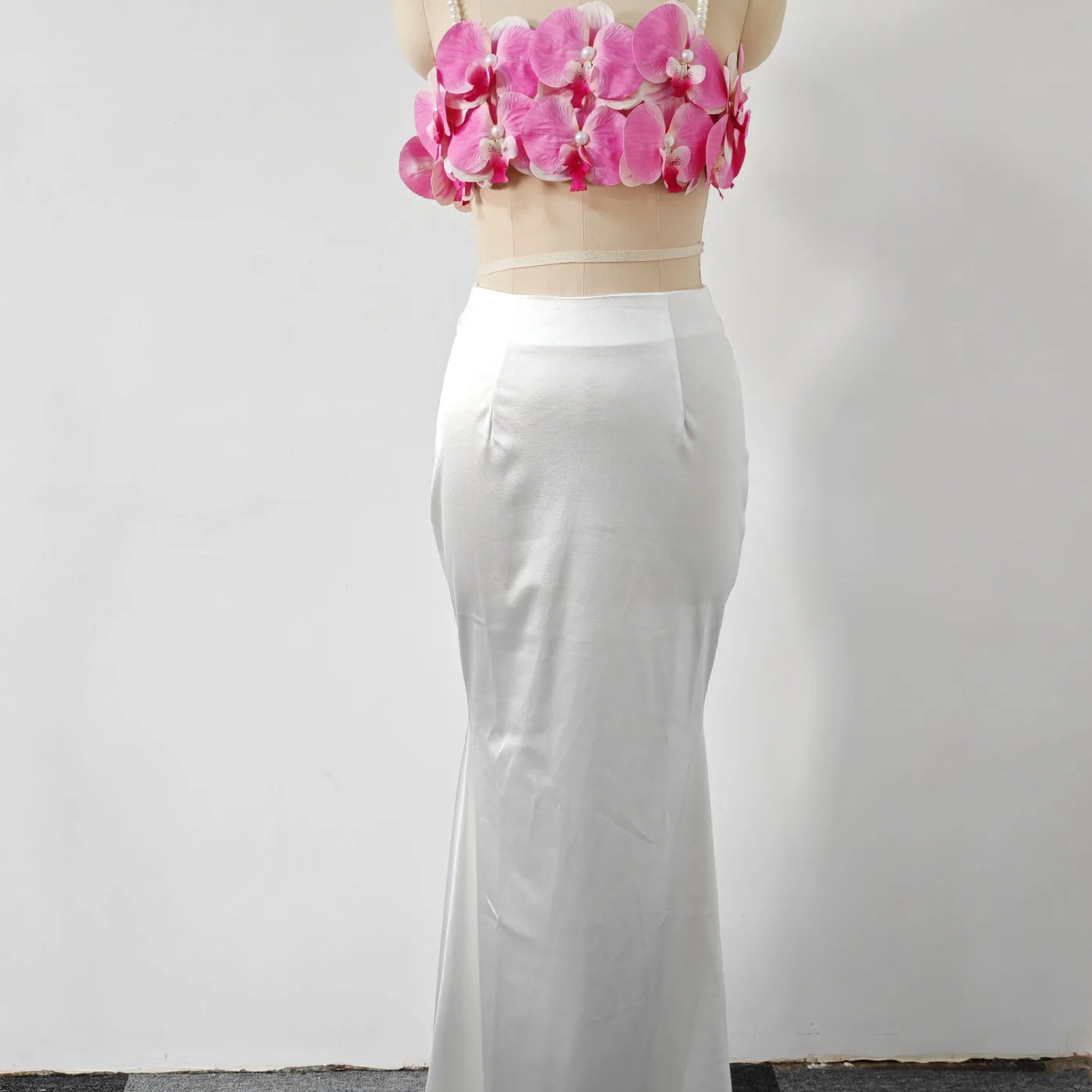 Pink Florals Women Sleeveless Sexy Square Collar 2 Pieces Bodycon Long Dress Cute Vacation Birthday Party Celebrate Dress