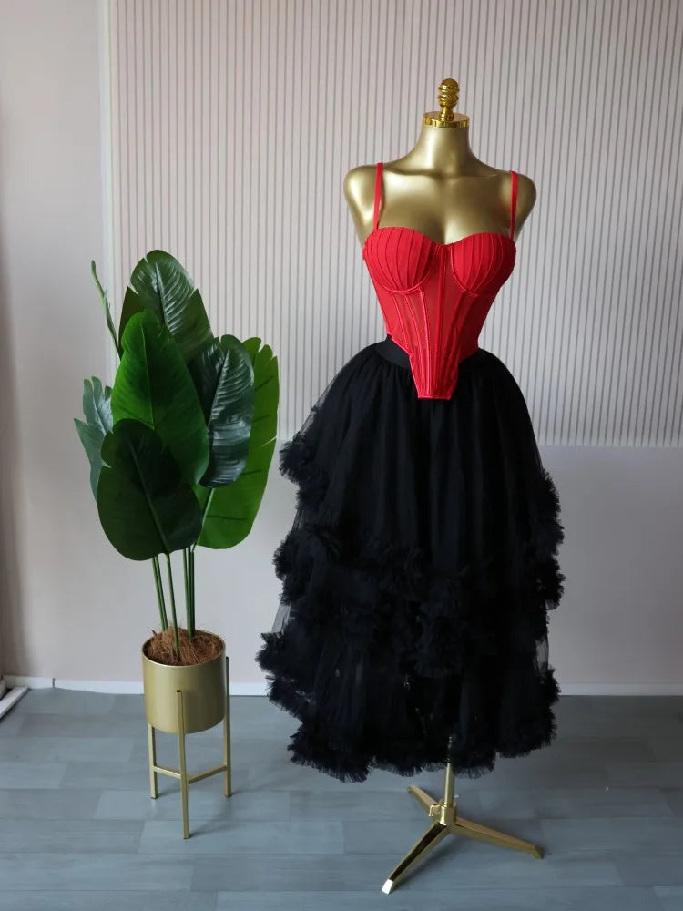 CM.YAYA Women's Dress Set Sleeveless Strap Tops and Pleated Tiered Skirts Suit Elegant Vacation Birthday Two 2 Piece Set Outfits