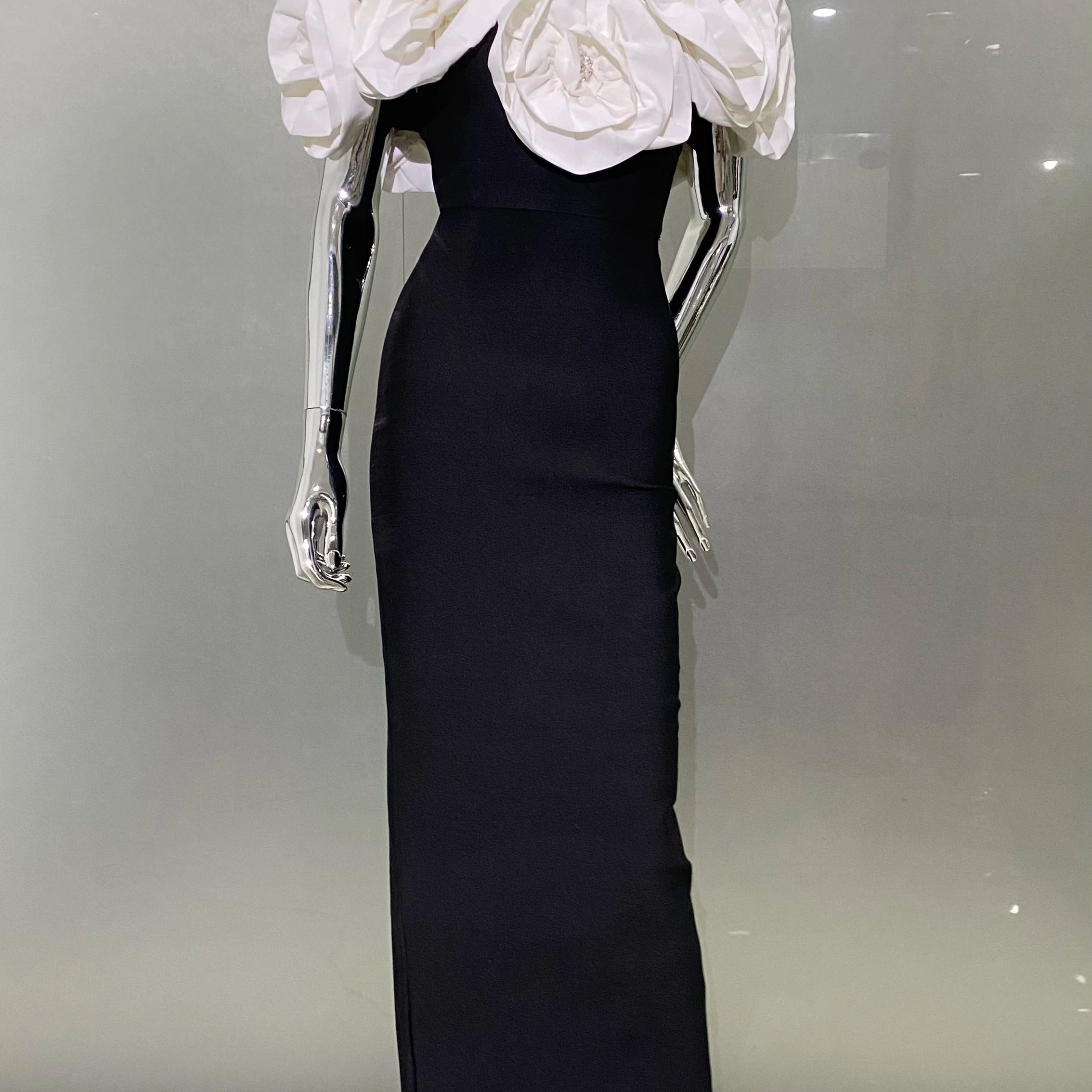 Women Sexy Big Flowers Off the SHoulder Bodycon Bandage Long Dress Fashion Celebrate Evening Party Dress