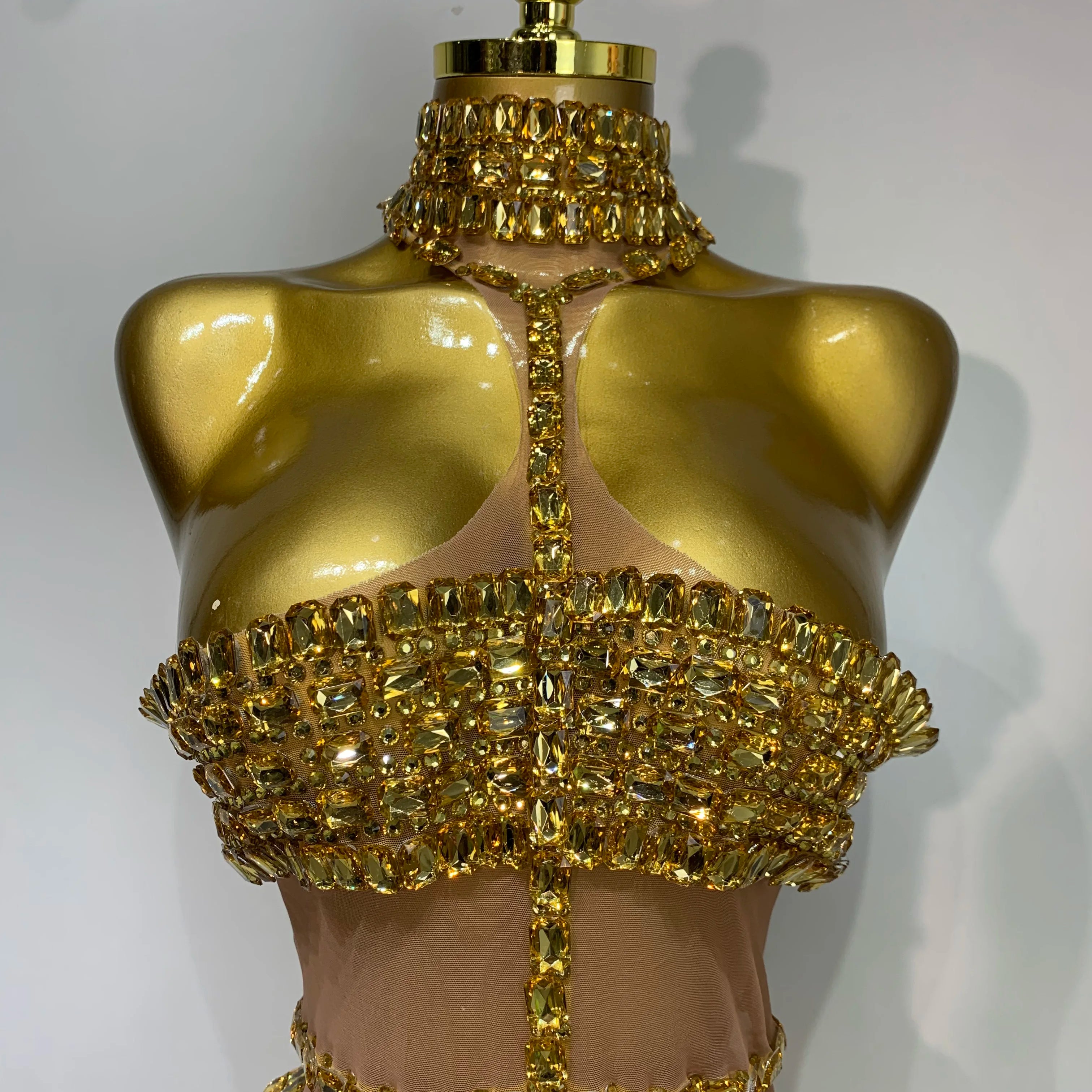 Sparkly Rhinestone Short Dress for Women Sexy Party Celebrate Birthday Dress Photo Shoot Performance Stage DJ Singing Costumes