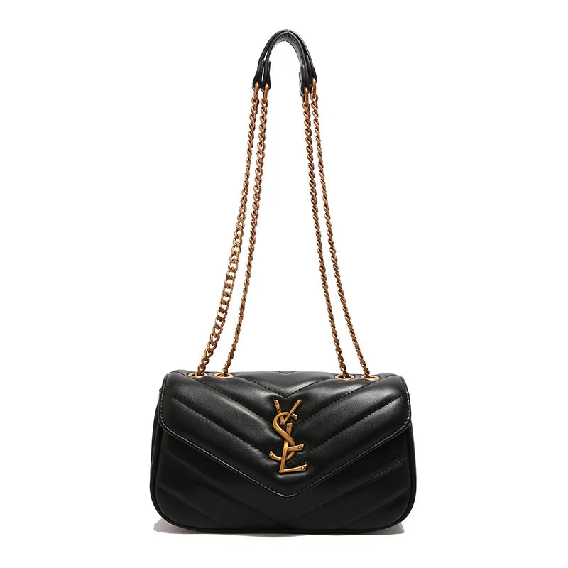 Women Diamond Quilted Chain Bag with Embroidery Luxury Textured Shoulder Crossbody Purse Elegant Vintage Style Versatile Day Bag