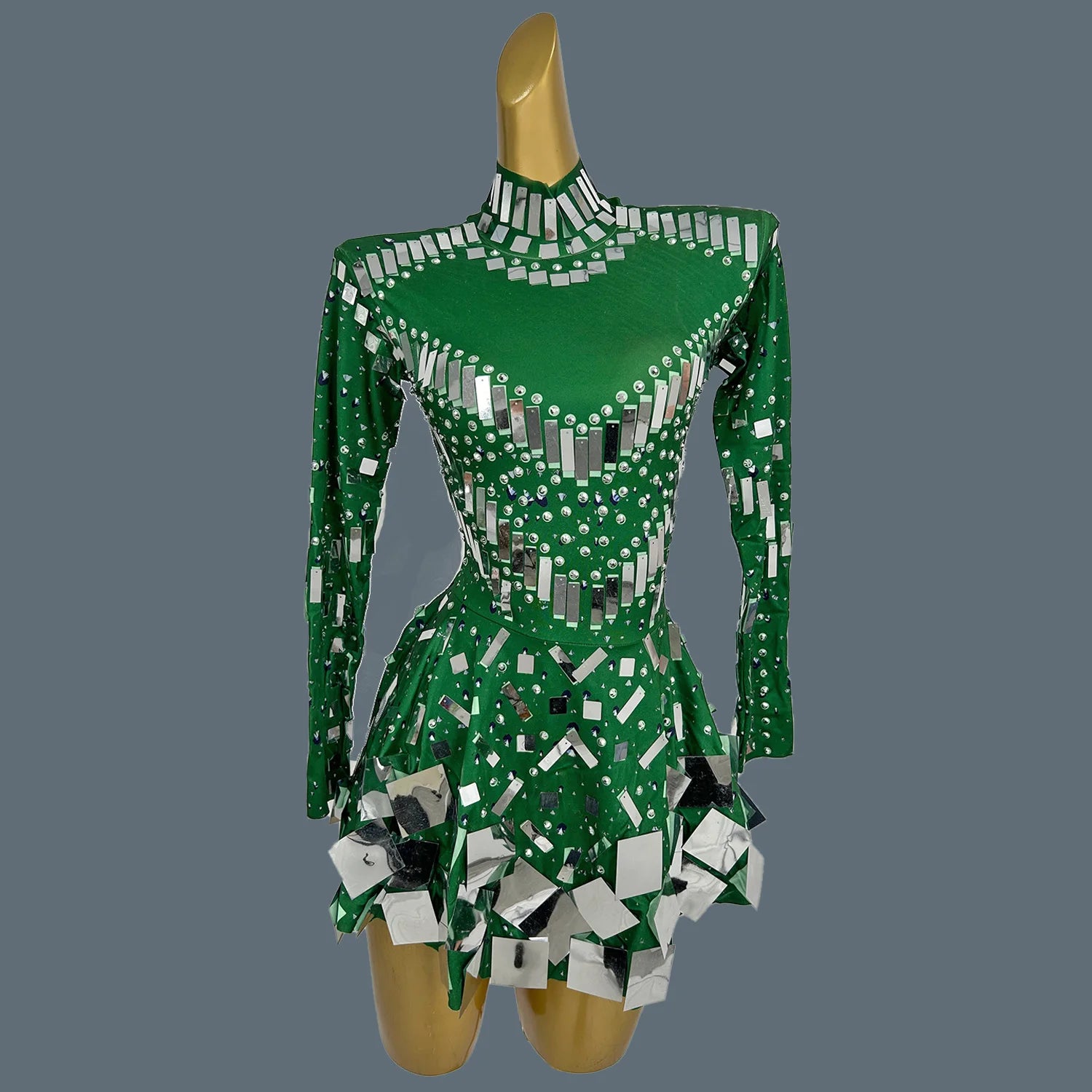 Fancy Sequins Pleated Mini Dress for Hot Girls Bar Nightclub Stage Show Outfit Dance Performance Wear Dance Troupe Outfit Xieshi