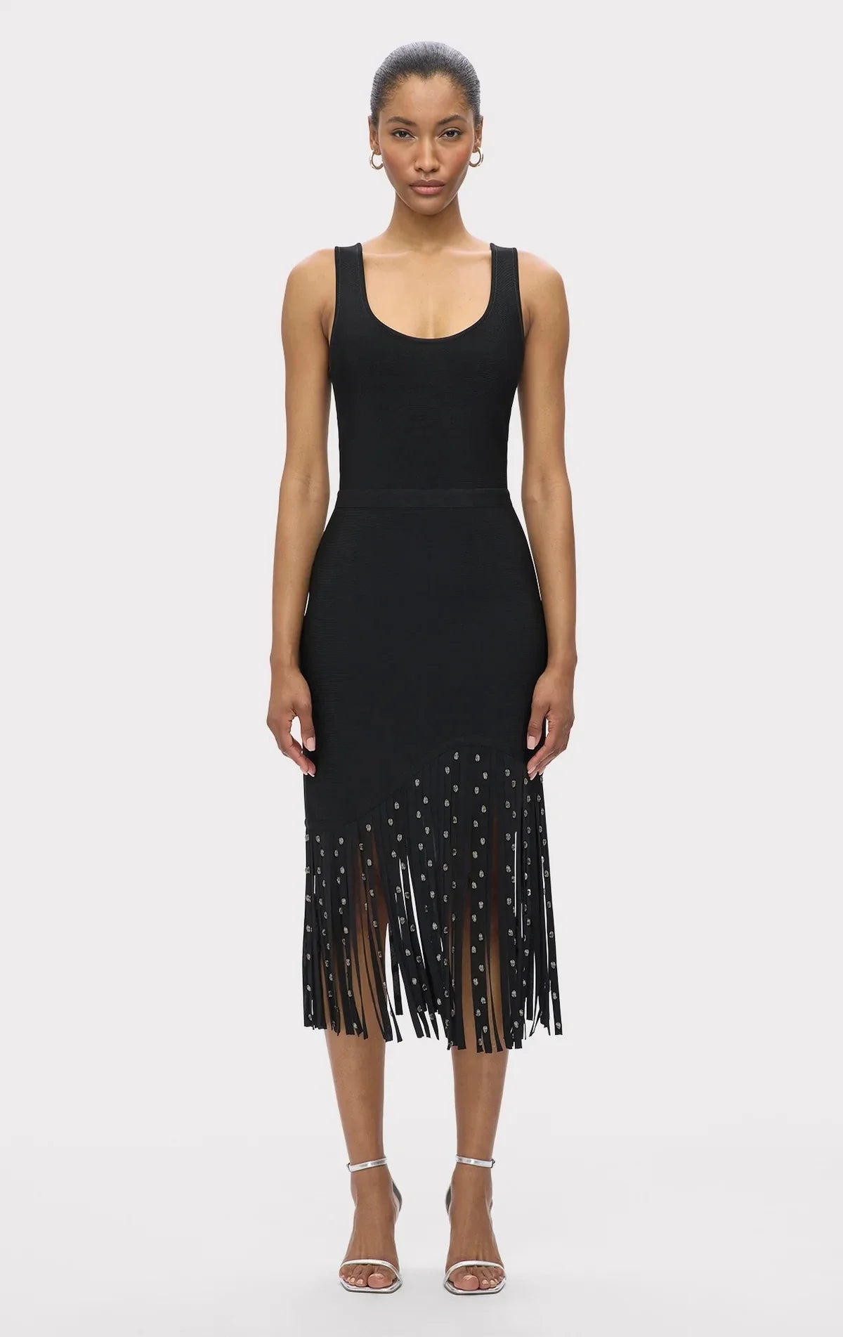 Fashion Crystal Tassel Temperament Suspender Bodycon Bandage Dress Sexy Midi Evening Party Birthday Dresses Vestidos