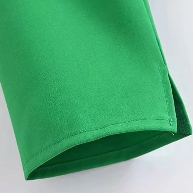 Spring Women Vintage Elegant Green Shirt Female Sexy V Neck Streetwears Blouses Casual Tie Slim Shirt Chic Top