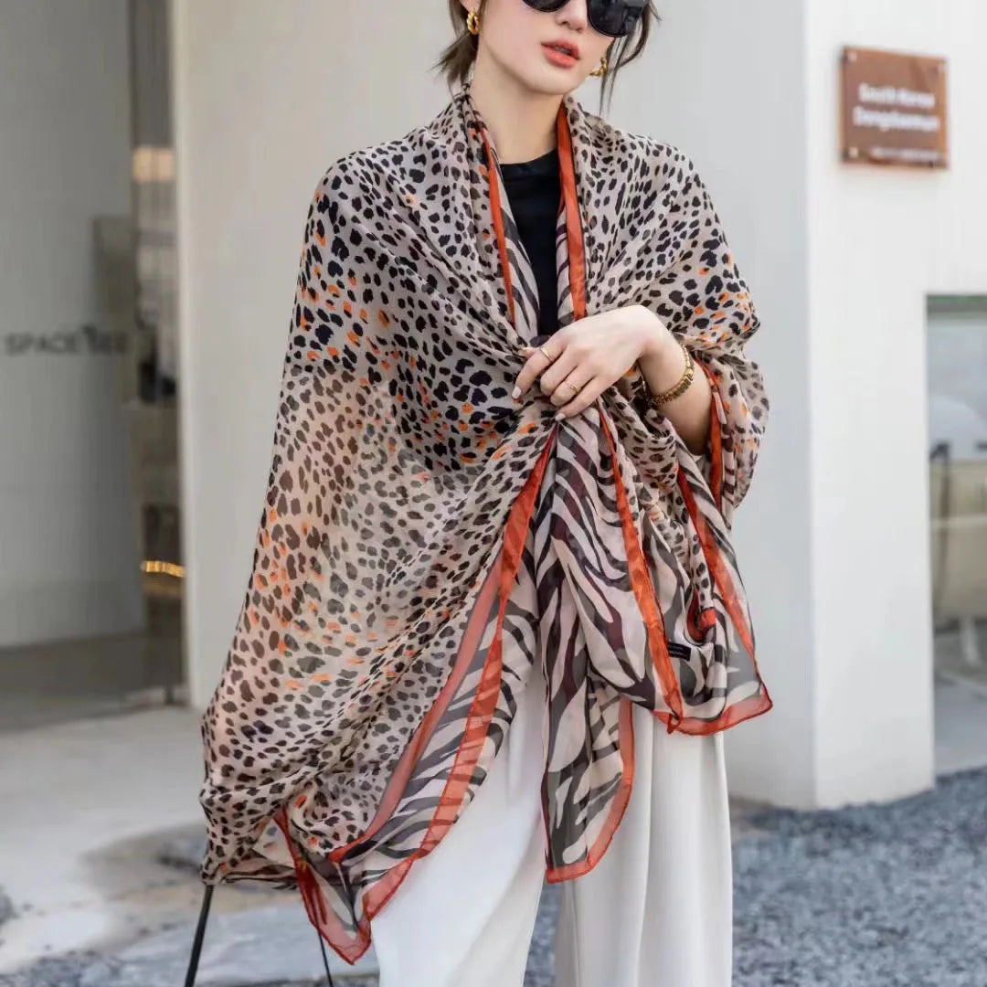 Print Silk Scarf Hijab Women Spring Deisgn Soft Beach Stoles Elegant Head Scarves Echarpe Shawl Satin Large Wrap Echarpe Bandana see chart 35