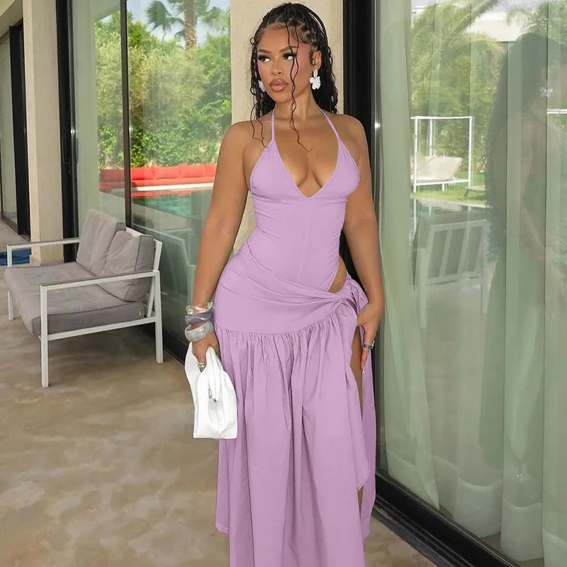 CM.YAYA Elegant Women's Set Sleeveless Strap Bodysuit +Long Skirts Set Autumn Tracksuit Sexy 2024 Tie Up Two 2 Piece Set Outfits