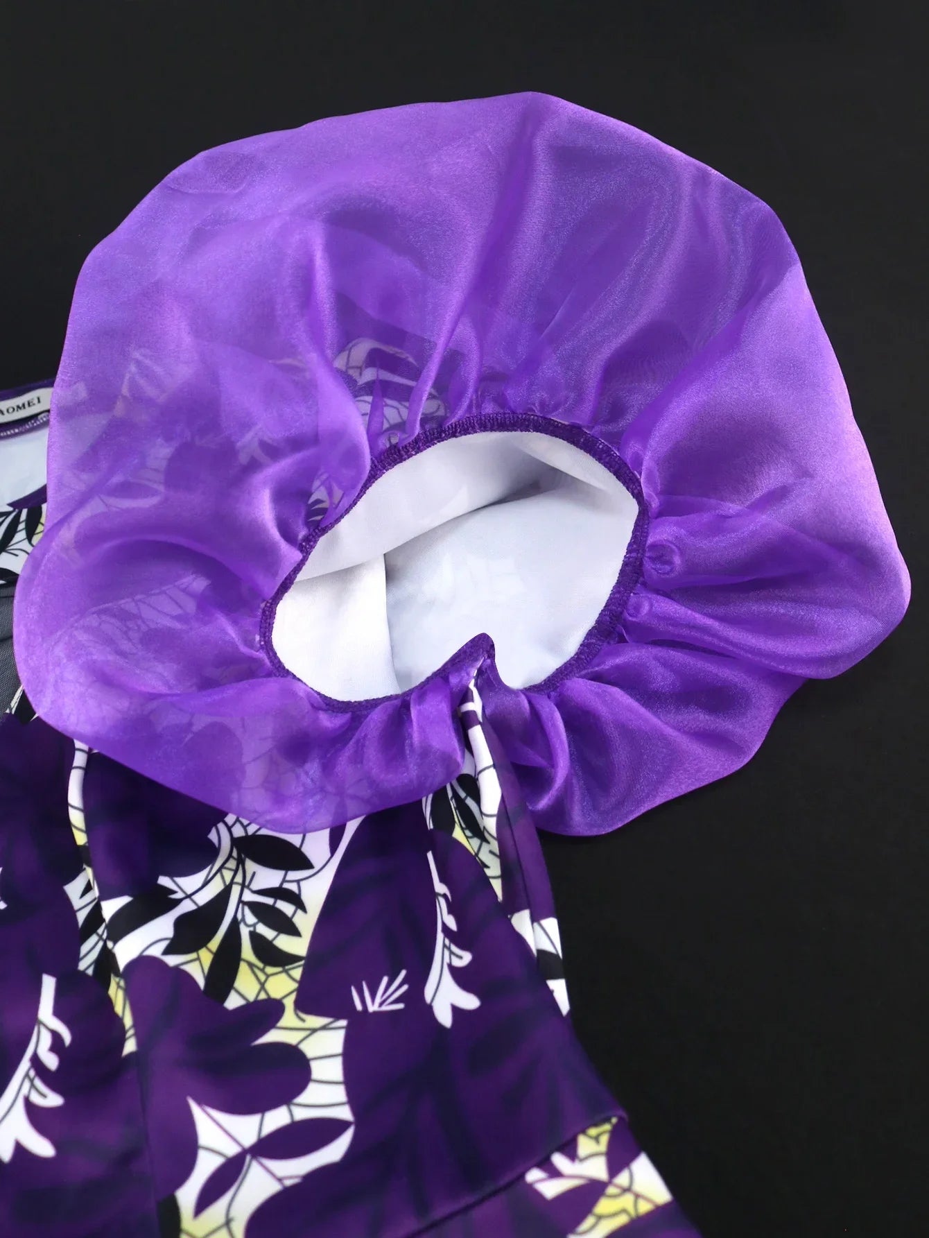 Purple Printed Dresses O Neck Tulle Patchwork Short Puff Sleeve Floral High Waist Bodycon Birthday Evening Event Party Gowns