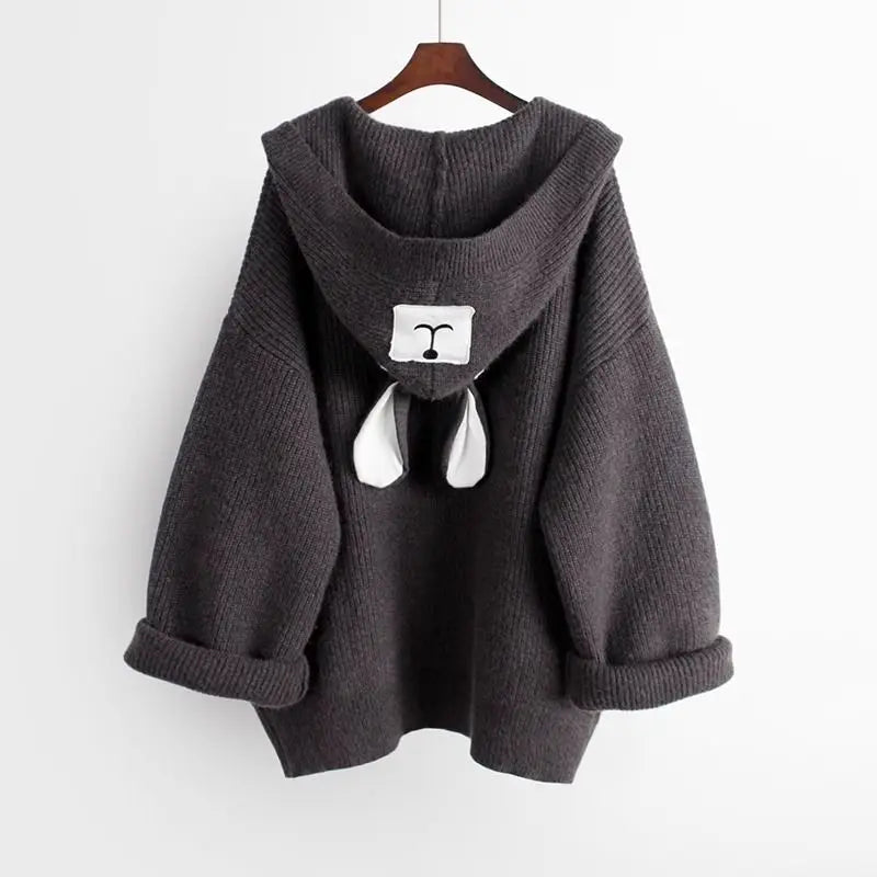 Autumn Winter New Knitted Dress Women Matching Set Korean Elegant Hooded Coat Sling Skirt Two Piece Female Casula Suit Gray Coat