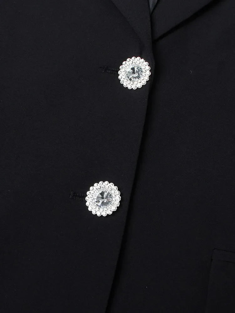 Solid Designer Blazers For Women Notched Collar Long Sleeve Patchwork Single Breasted Casual Blazer Female Clothing