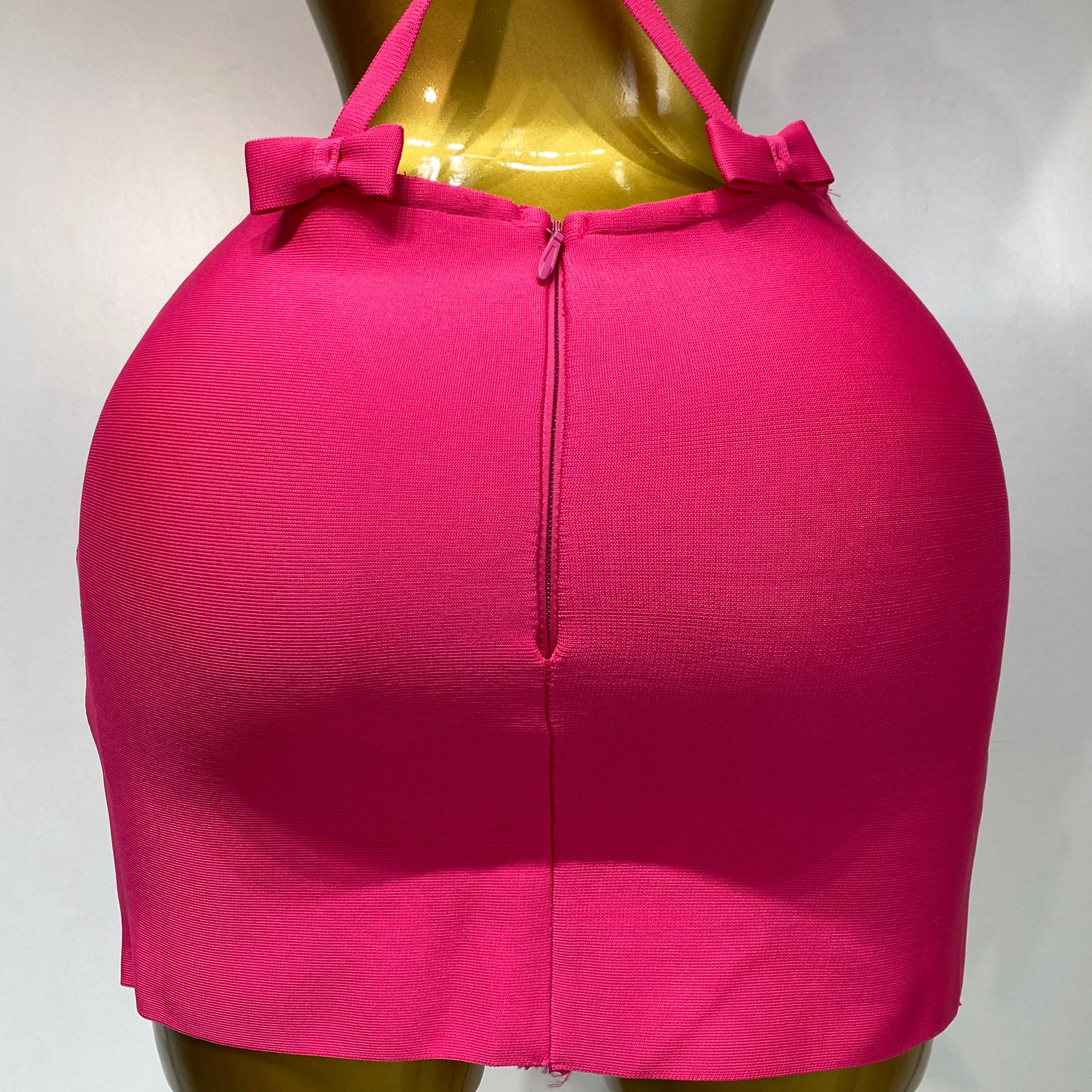 Women Luxury Sexy Backless Cut Out Bow Tie Mini Bodycon Bandage Dress 2025 Celebirty Elegant Evening Party Birthday Dresses