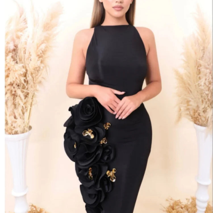 Women Celebrity Sexy Sleeveless Sequined Black Maxi Long Bodycon Bandage Dress 2024 Elegant Evening Club Party Outfit