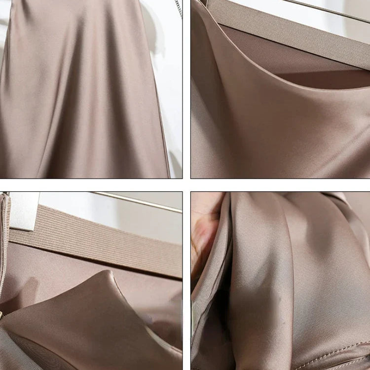 Acetic Satin Fishtail Skirt Woman Korean Fashion Elastic High Waist Skirts for Women Spring/summer New Slim Long Dresses