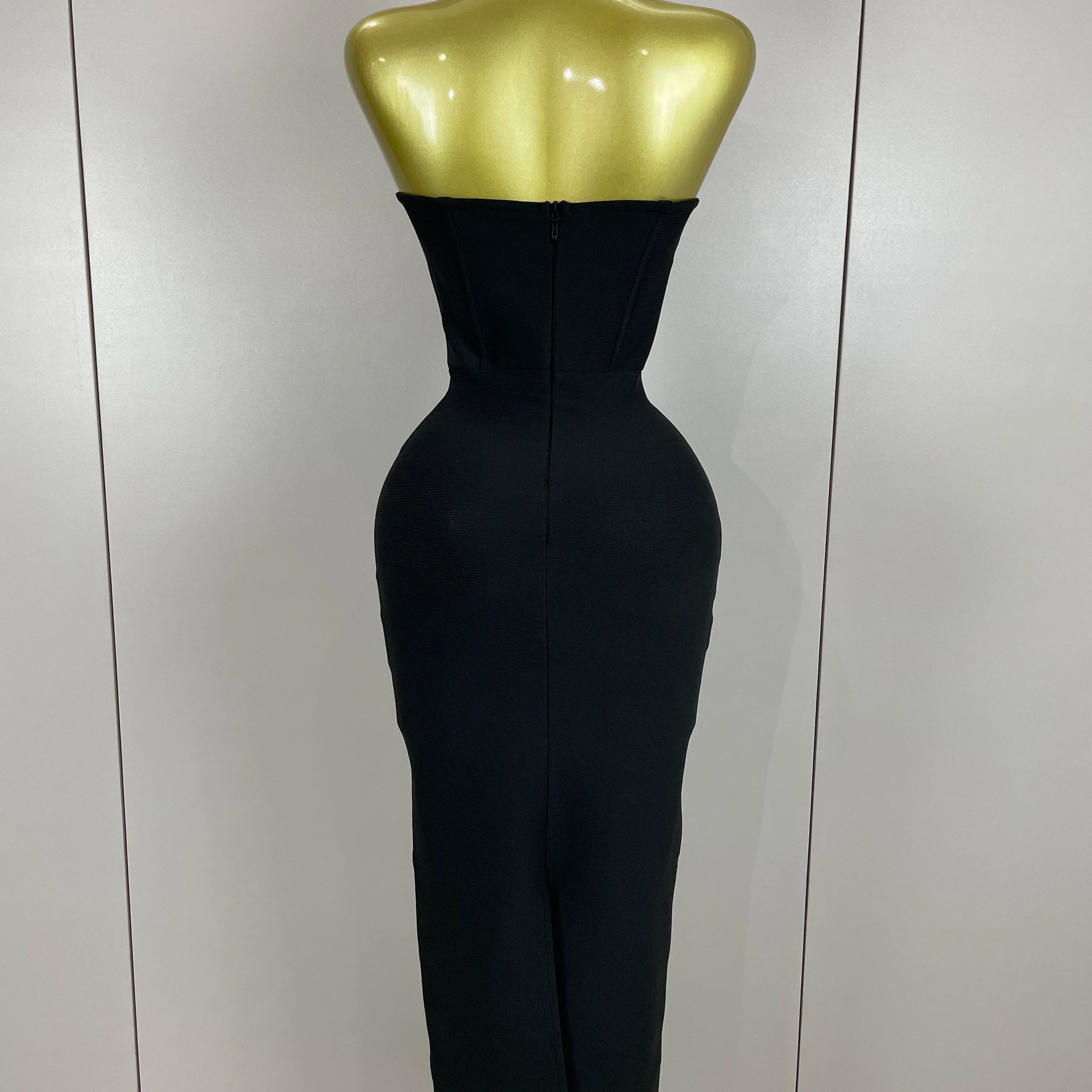 2025 Women Sexy Strapless Sparkly Rhinestones Bodycon Bandage Long Dress Fashion Celebrate Evening Party Luxury Birthday Dresses