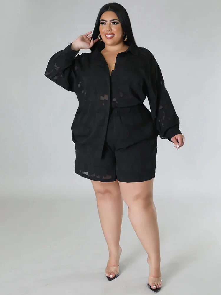 Wmstar Plus Size Two Piece Sets Women New Matching Sets Loose Shirts Top Shorts Tracksuit Casual Summer Wholesale Dropshipping