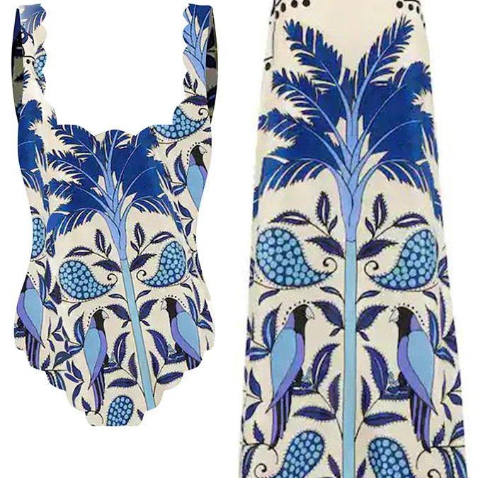 Printed Fashion Swimsuit and Beach Skirt Bikinis Sexy Erotic Suit Fashion Pieces for Slim Fit Luxury Summer Beach Elegance