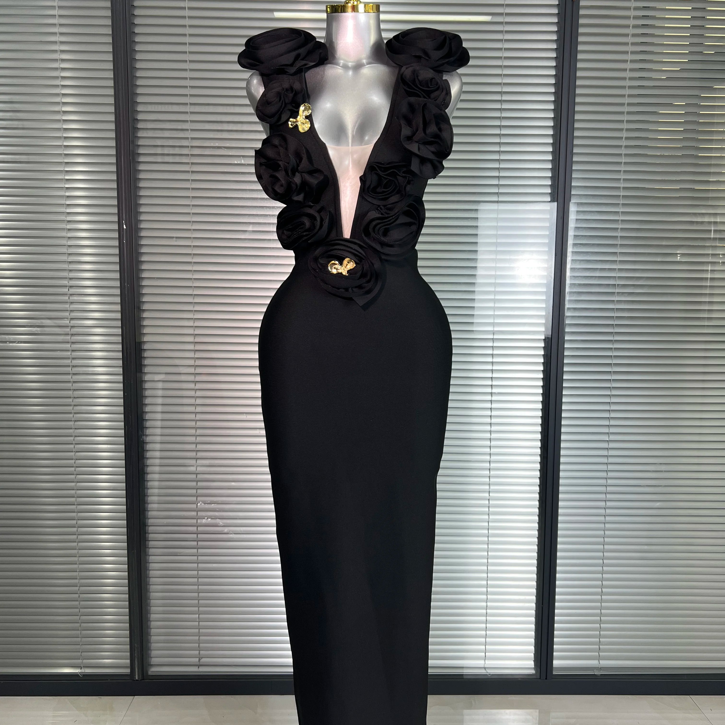 Summer New Women Sexy Red Black Flower Tank Long Bodycon Bandage Dress Birthday Celebrity Party Dress