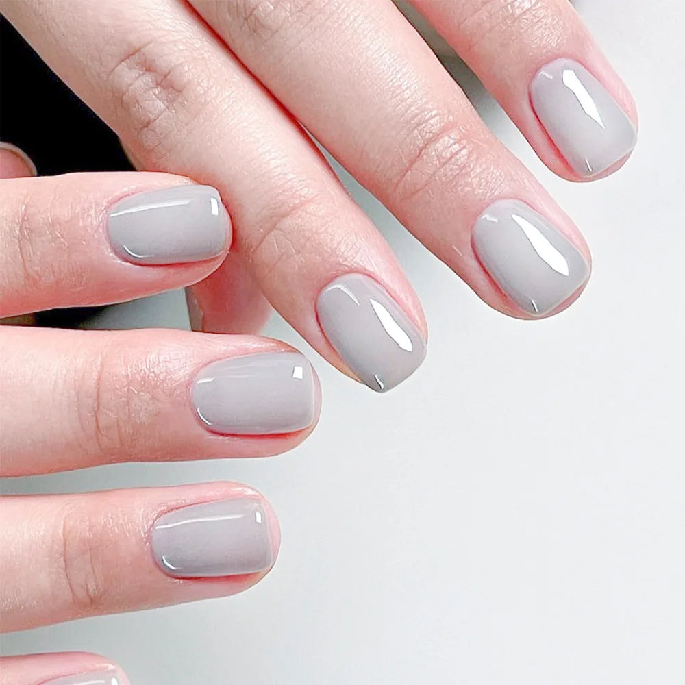 24 peças unhas postiças curtas quadradas com cola gelatinosa cor sólida unhas de acrílico coloridas da moda design destacável
