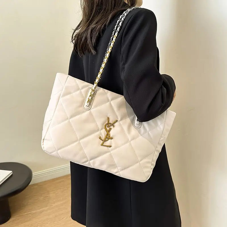 ‌‌2025 New Women's Crossbody Bag - Chain Strap Tote, Large Underarm Purse, Diamond Quilted Pattern Versatile Designer Bag‌