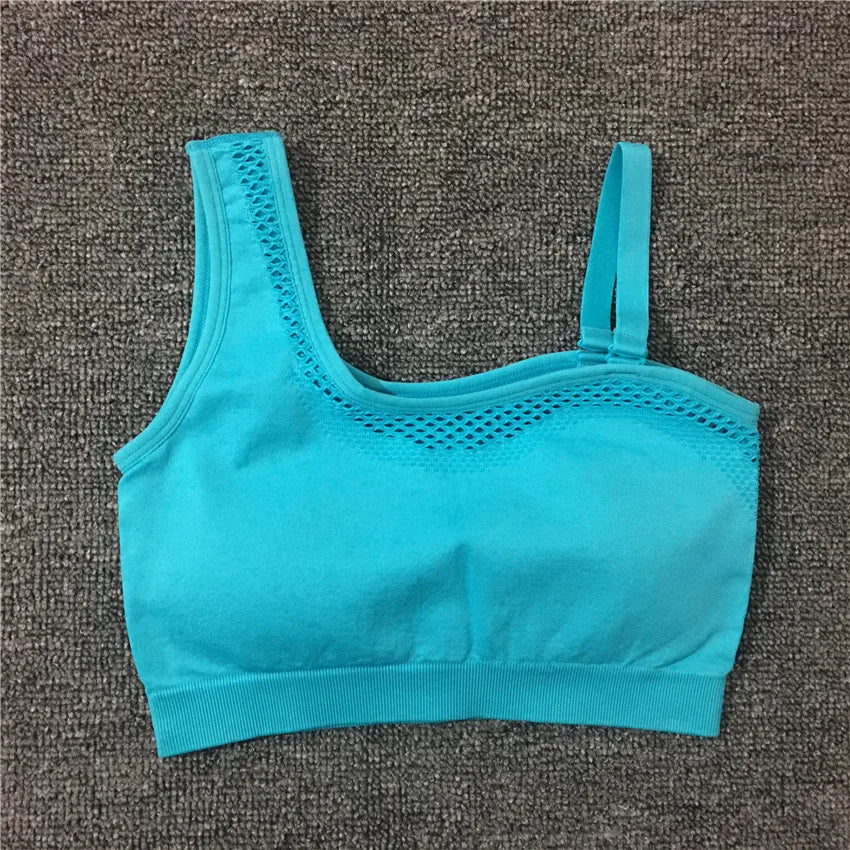 1/2Pcs Seamless Yoga Set Women Gym Sportswear Outfit Yoga Pant Leggings One Shoulder Sports Bra Workout Cloth Tracksuit blue bra