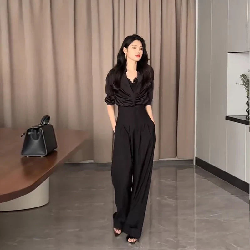 Ultra High Waist Wide Leg Pants Straight Drooping Spring and Summer All-Match Trousers Thick Suit Pants Mop Pants