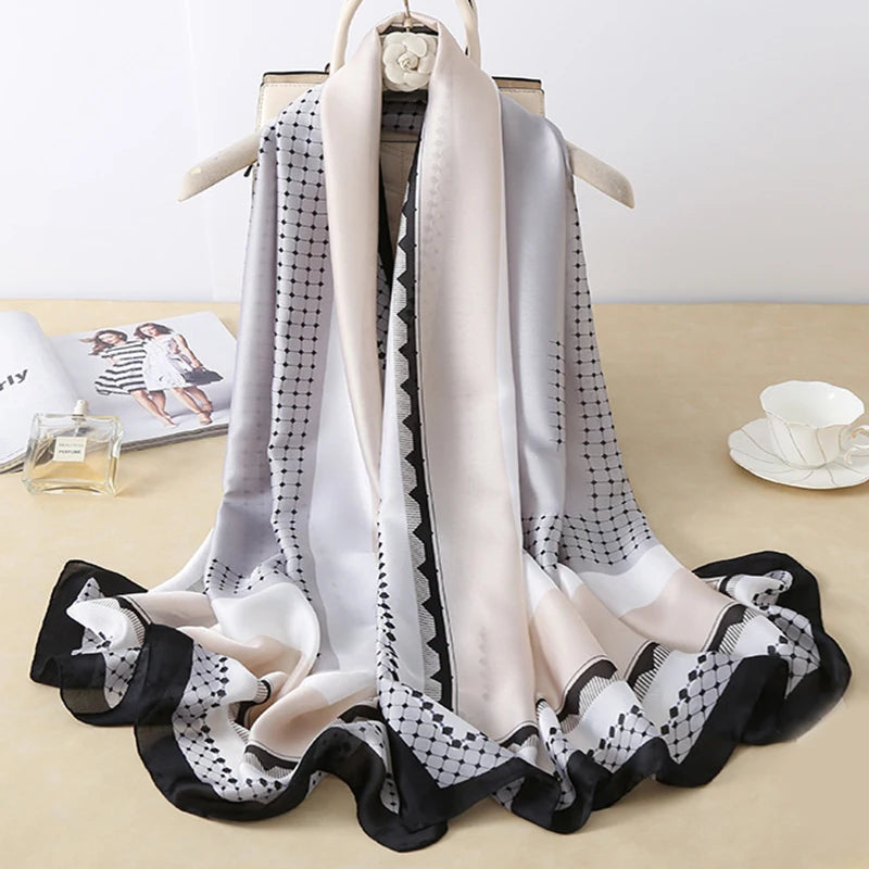 180*90cm Luxury Brand Spring Summer Autumn Women Clothing New Fashion Color matching printed silk scarf lady popular turba 62 180cmx90cm