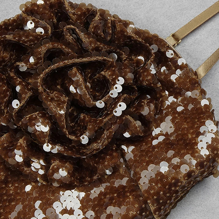 VC Petal Shaped Design Spaghetti Straps Ankle Length Sequins Slip Party Cocktail Evening Elegant Celebrity Long Dress Vestidos