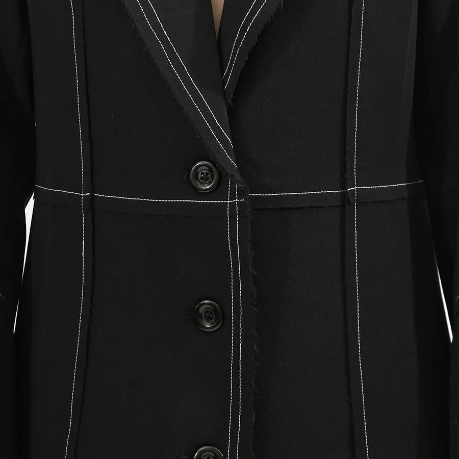 TWOTWINSTYLE Slimming Spliced Single Breasted Elegant Trench for Women Lapel Long Sleeves Temperament Jacket Femlae Clothing New