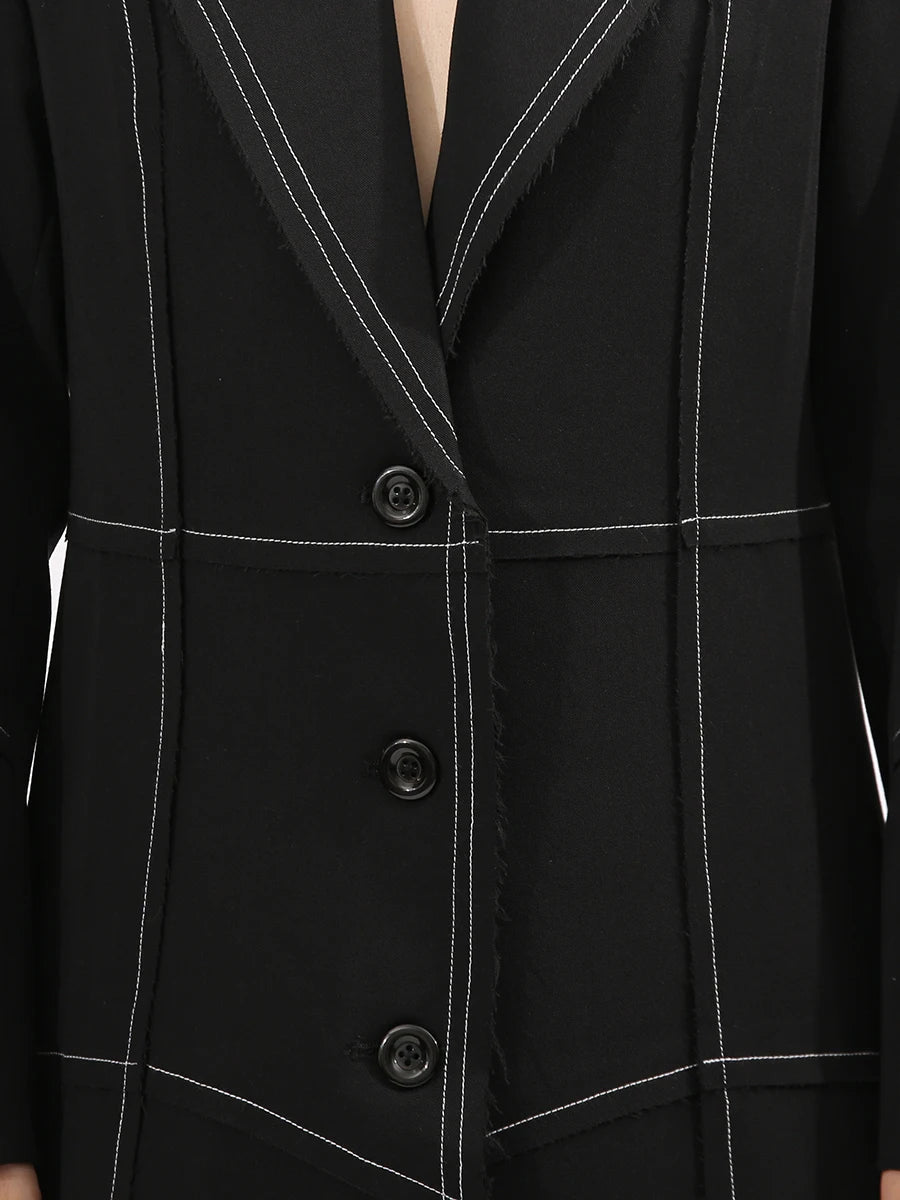 TWOTWINSTYLE Slimming Spliced Single Breasted Elegant Trench for Women Lapel Long Sleeves Temperament Jacket Femlae Clothing New