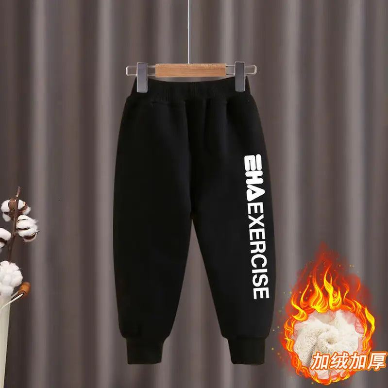 Boys Girls Clothes Hoodies Trousers Sets New Kids Cartoon Autumn Winter Long Sleeve Fleece Warm Sweatshirts Outfits 2Pcs 2-12Y Black pants