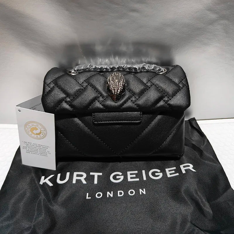 Kurt G Mini gewatteerde Eagle Metal Women Shouder Bag Hoogwaardige Borduurwerk PU LEDER DAMES CROSS BODY TAGS