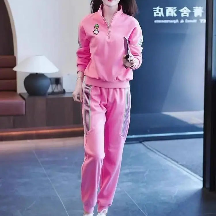 Women's Tracksuit Large Autumn Winter New Loose Casual Fashion Tops And Pencil Pants Two Piece Sets Plus Size Clothing For Women