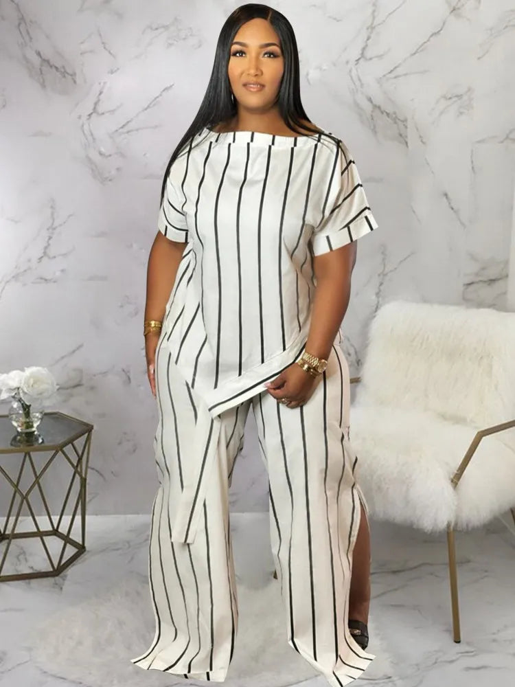 2 Piece Women Sets 2025 New Arrival Plus Size Summer Autumn Matching Sets Print Two Pieces Sets Top Pants Suits Outfits Clothing