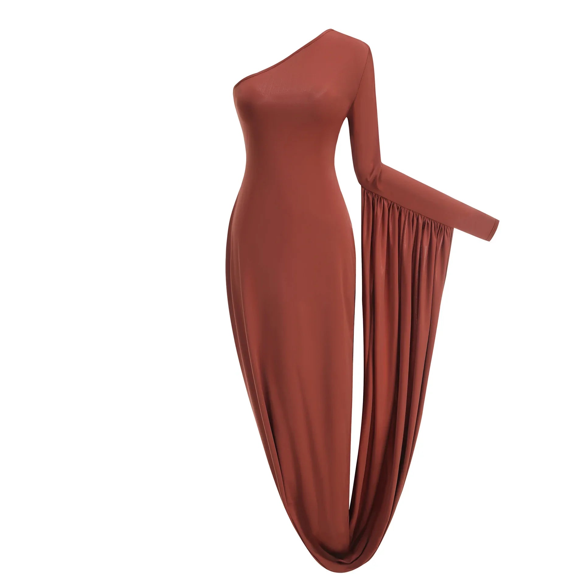 Sexy Off-shoulder Long Skirt High-end Women's Slim Single-sleeved Dress Celebrate Evening Party Outfit Wholesale